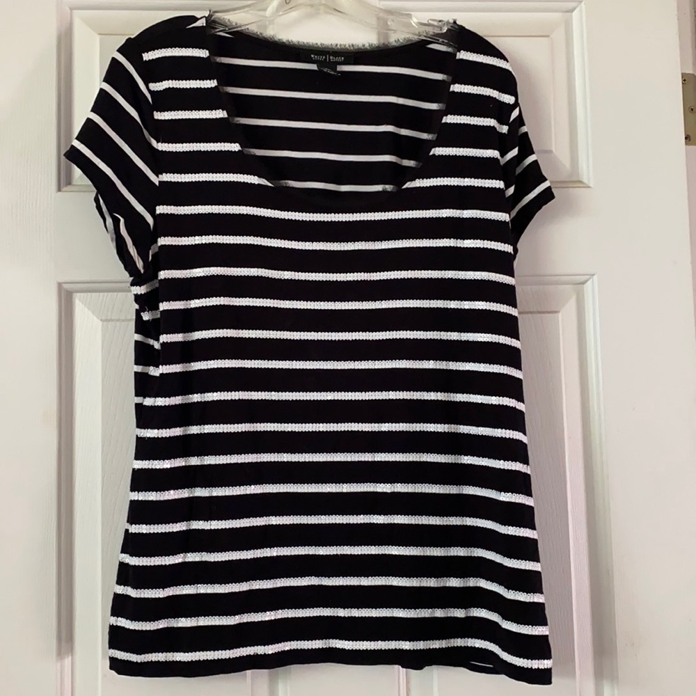 White House Black Market sequin scoop neck tee.